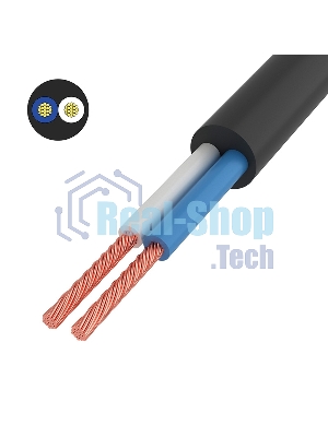 Провод соединительный ПВС Rexant 2x1,5 мм², черный, длина 50 метров, ГОСТ 7399-97