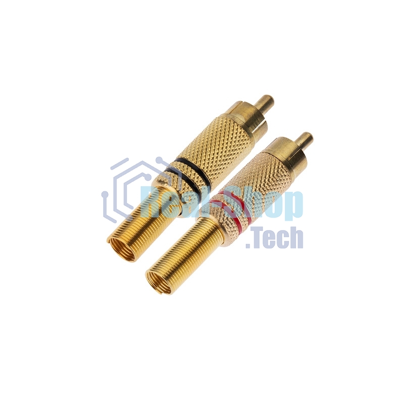 Разъем штекер Proconnect RCA металл пайка ZN черный/красный GOLD