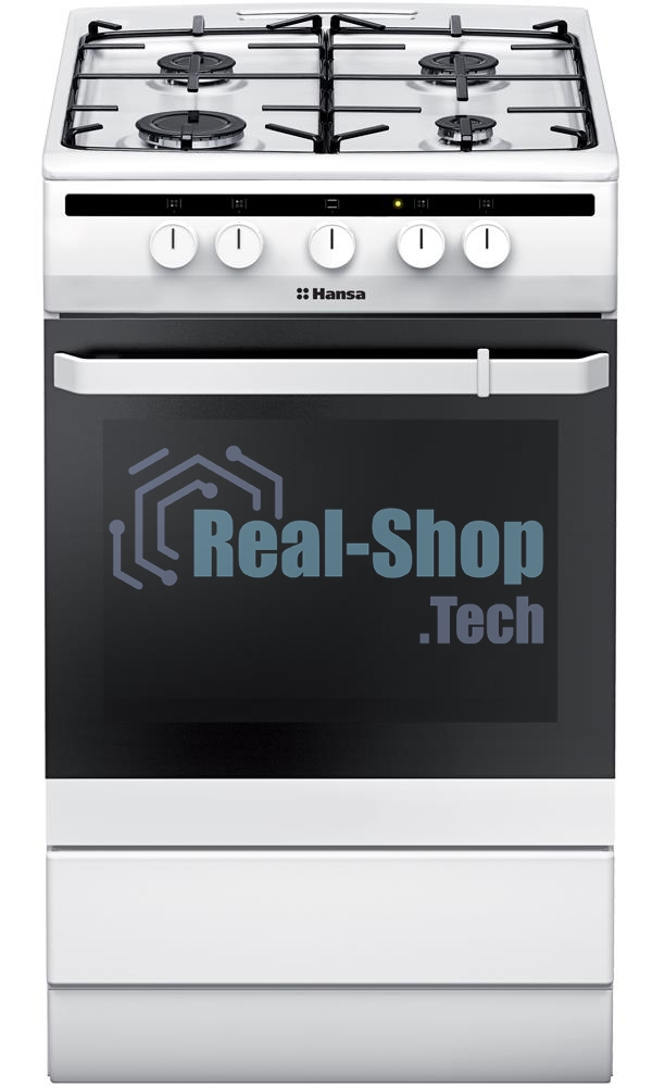 Плита газовая Hansa FCGW51001 белый, конфорок 4 шт, духовка 56 л, 50 см x 85 см x 60 см