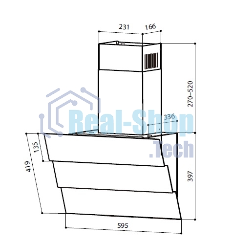 Вытяжка наклонная LEX RIO GS 600 белая, 59.5 см, 850 куб. м/ч, 44 дБ