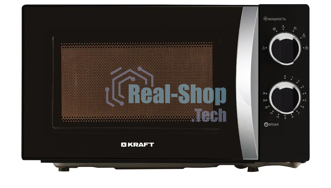 Микроволновая печь Kraft KF20MW7B-202M черный, 20 л, 700 Вт, переключатели - поворотный механизм