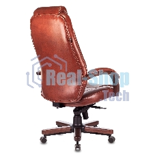 Кресло руководителя Бюрократ T-9923WALNUT светло-коричневый Leather Eichel, кожа, крестовина металл/дерево
