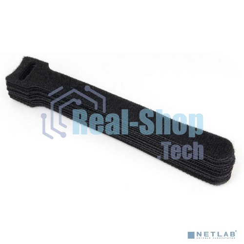 Хомуты-липучки на основе ленты Velcro VT-145x11BK 145 x 11 мм, черные (12 шт.)
