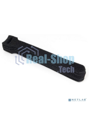 Хомуты-липучки на основе ленты Velcro VT-145x11BK 145 x 11 мм, черные (12 шт.)