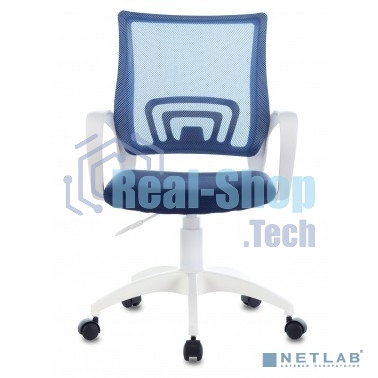 Кресло компьютерное Бюрократ CH-W695NLT TW-05N TW-10N темно-синий, сетка/ткань, крестовина пластик, пластик белый