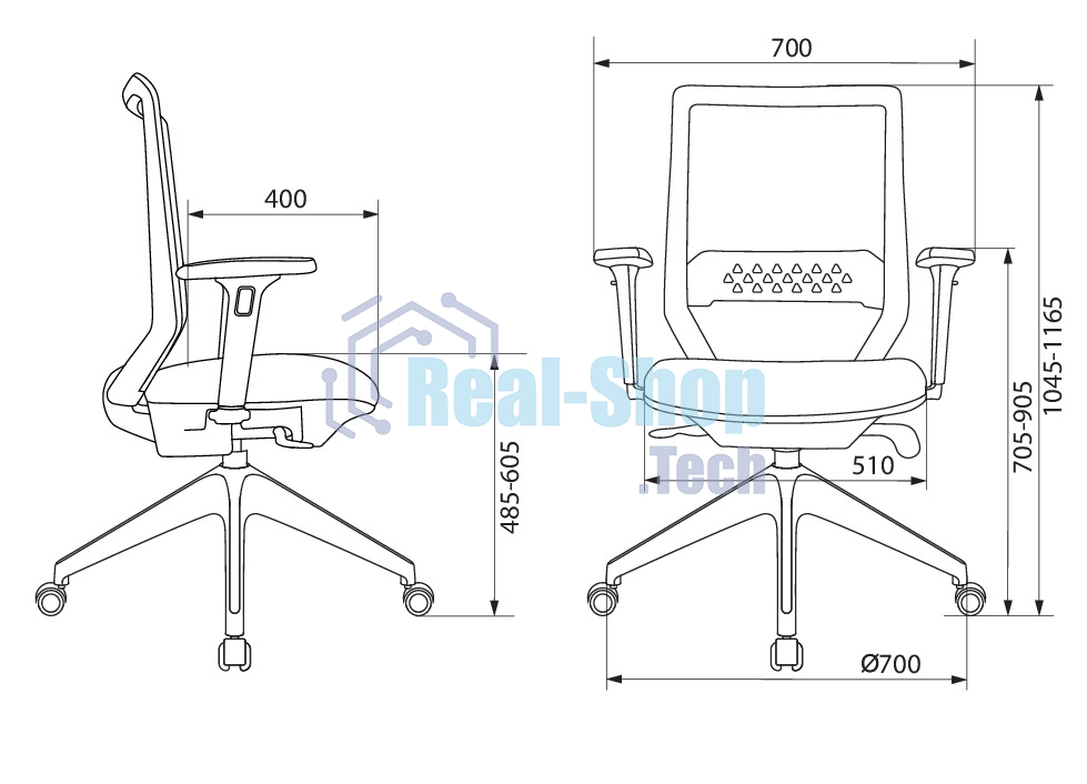 Кресло офисное Бюрократ MC-W611NL серый TW-04 38-417 сетка/ткань, крестов. 4-луч. пластик пластик