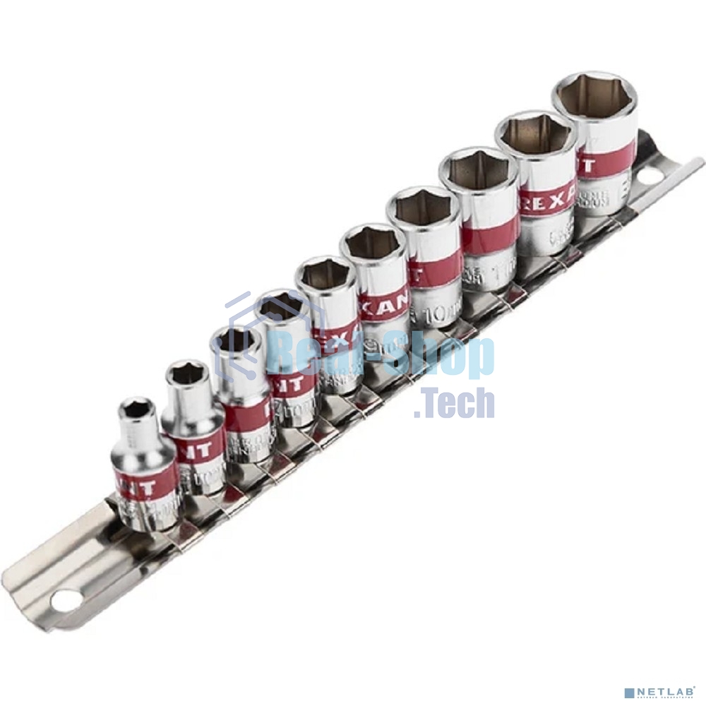 Набор торцевых головок Rexant 1/4, шестигранные, CrV, 10 шт., 4-13 мм