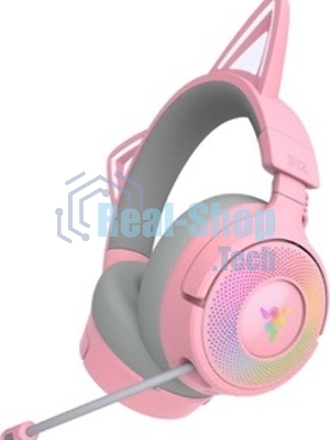 Гарнитура Razer Kraken Kitty V3 Pro Quartz розовый, беспроводная, bluetooth, до 70 ч, подсветка