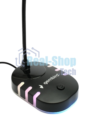 Микрофон настольный конденсаторный Gembird M-05RGB, подсветка RGB, черный