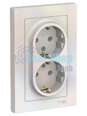 Розетка 2-м AtlasDesign с заземл. 16А в сборе жемчуг SchE ATN000424