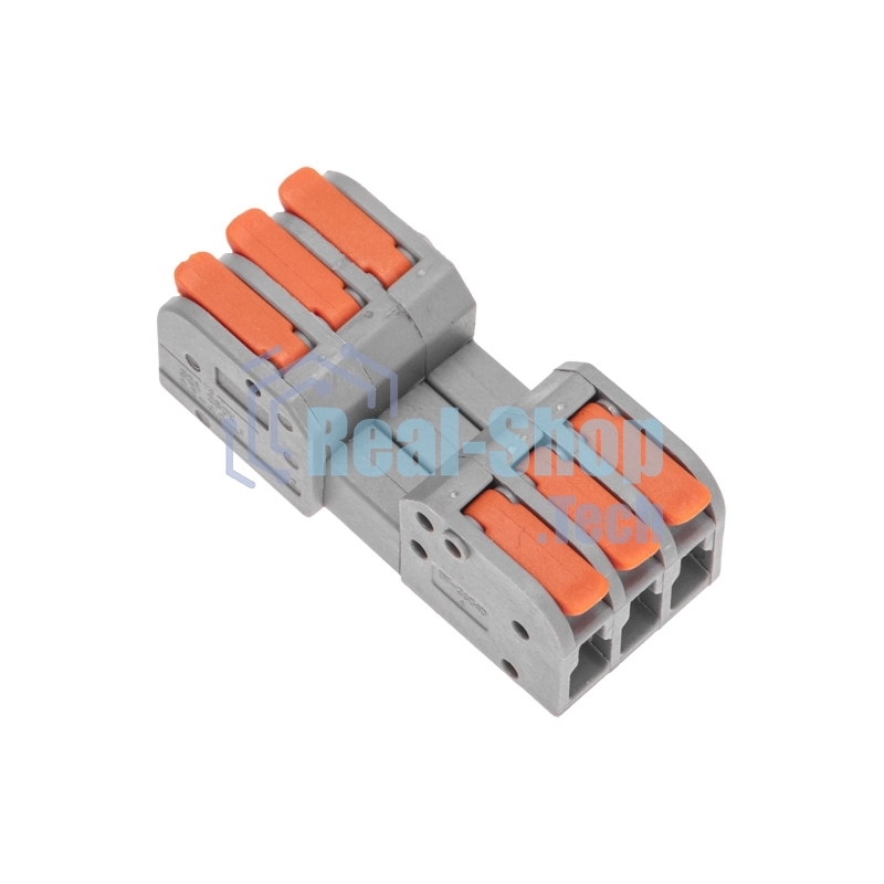 Клемма Rexant СМК 222-423R проходная разъемная 3 полюса серая 0,2-2,5/4мм² (40 шт/уп)