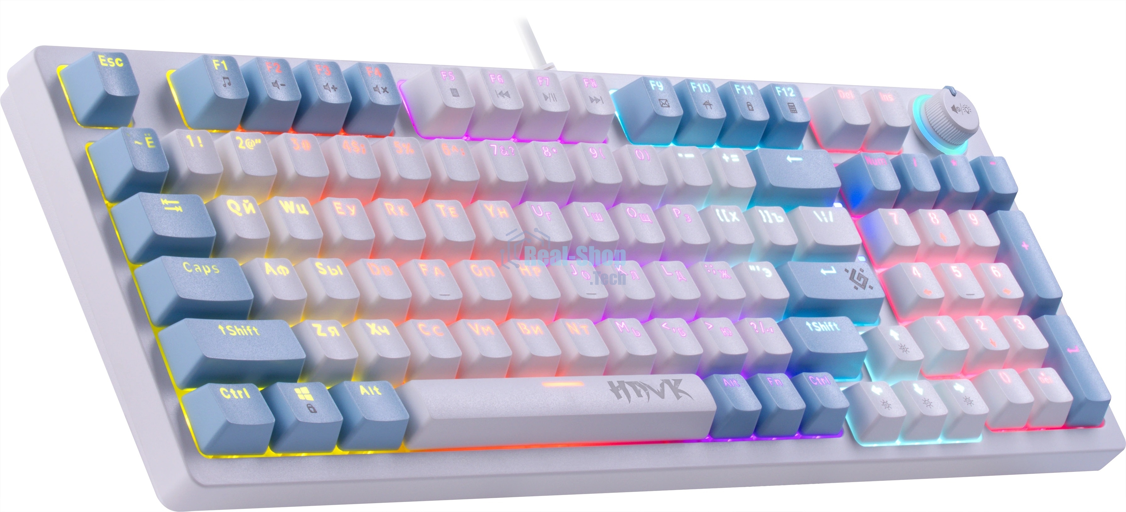 Клавиатура проводная Defender Hawk GK-418, USB, белый/голубой