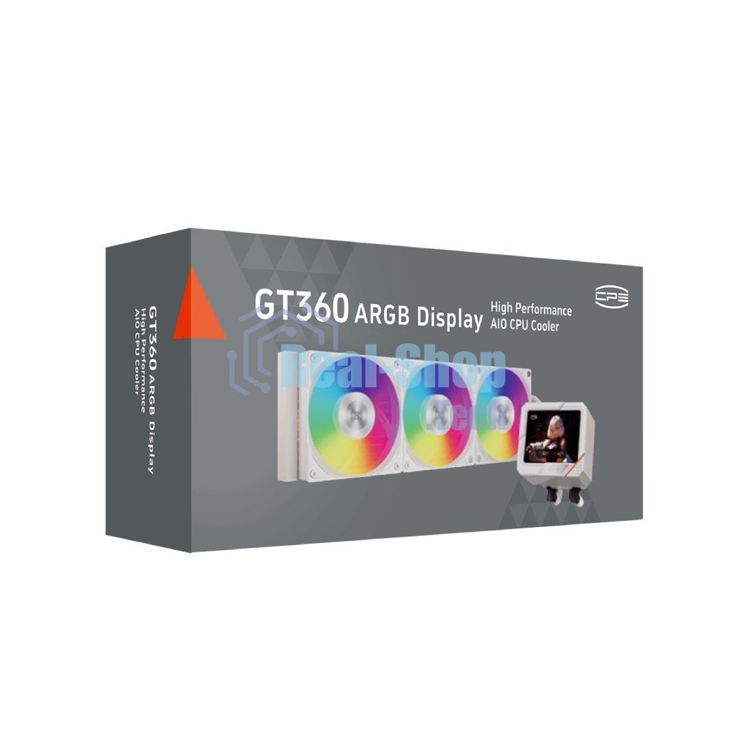 Система охлаждения PCCooler GT360 ARGb Display WH (310W, 360мм, LED temp., белый, ARGb/Fans: 3x120мм, 99CFM, 41.5dBA, 3000RPM/Pump 15dBA, 2600RPM, Rad thickness 27мм/S: 1851, 1700, 1200, 115X, AM5, AM4)