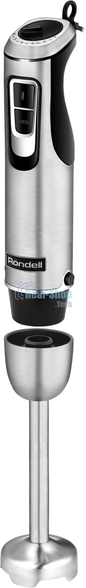 Блендер погружной Rondell RDE-1307 черный/серебристый, 1200 Вт, 6 скоростей, турбо