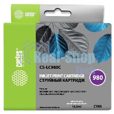 Картридж струйный Cactus CS-LC980C голубой (16 мл) для Brother DCP-145C/165C MFC-250C/290C