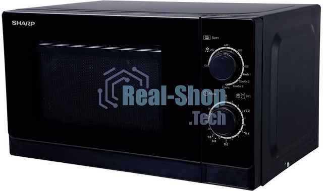 Микроволновая печь Sharp R6000RK черный, 20 л, 800 Вт, переключатели - поворотный механизм