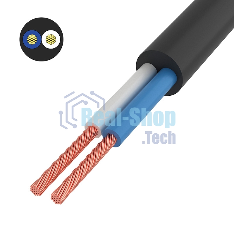 Провод соединительный ПВС Rexant 2x1,5 мм², черный, длина 20 метров, ГОСТ 7399-97