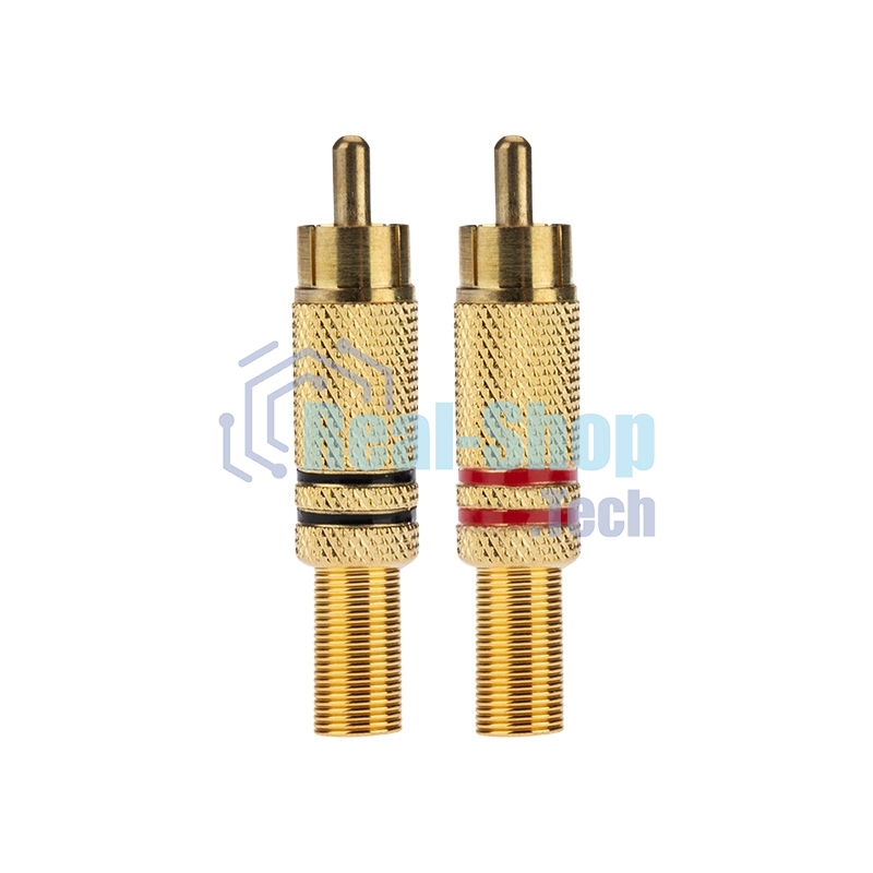 Разъем штекер Proconnect RCA металл пайка ZN черный/красный GOLD