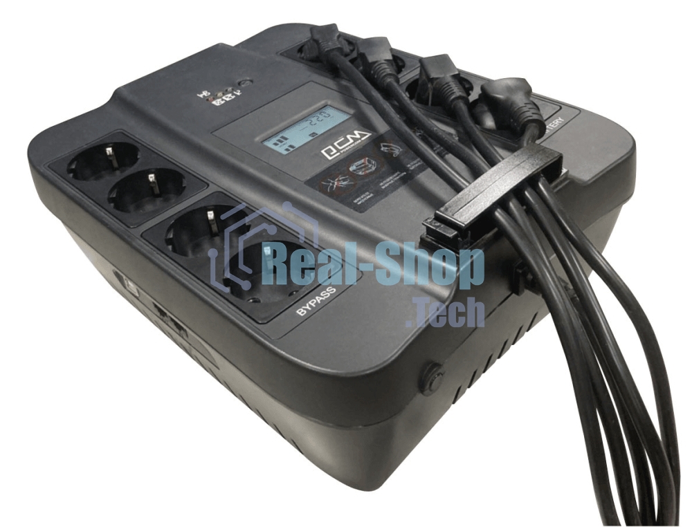 Источник бесперебойного питания Powercom Back-UPS SPIDER, Line-Interactive, LCD, AVR, 550VA/330W, Schuko, USB, черный (1456259)
