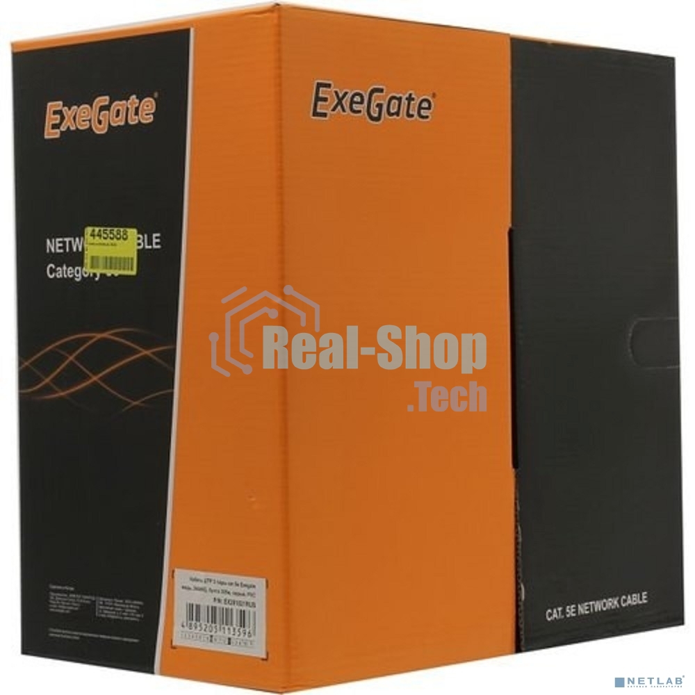 Кабель ExeGate UTP 2 пары кат.5e медь, 24AWG, бухта 305м, серый, PVC