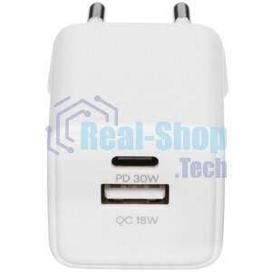 Сетевое зарядное устройство Aksberry (6972969383057) T42 QC30 (белый)
