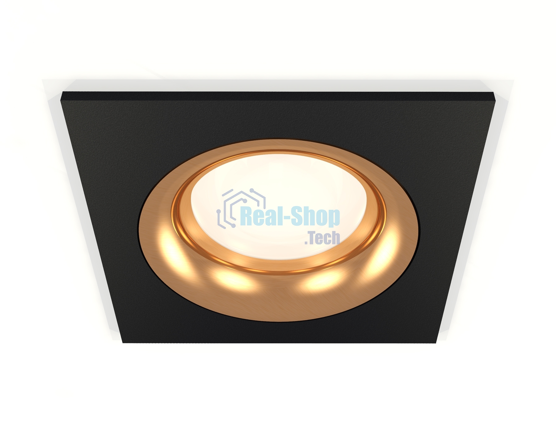 Комплект встраиваемого светильника Ambrella light XC7632005 SBK/PYG черный песок/золото желтое полированное MR16 GU5.3 (C7632, N7014)