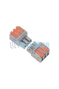 Клемма Rexant СМК 222-423R проходная разъемная 3 полюса серая 0,2-2,5/4мм² (40 шт/уп)