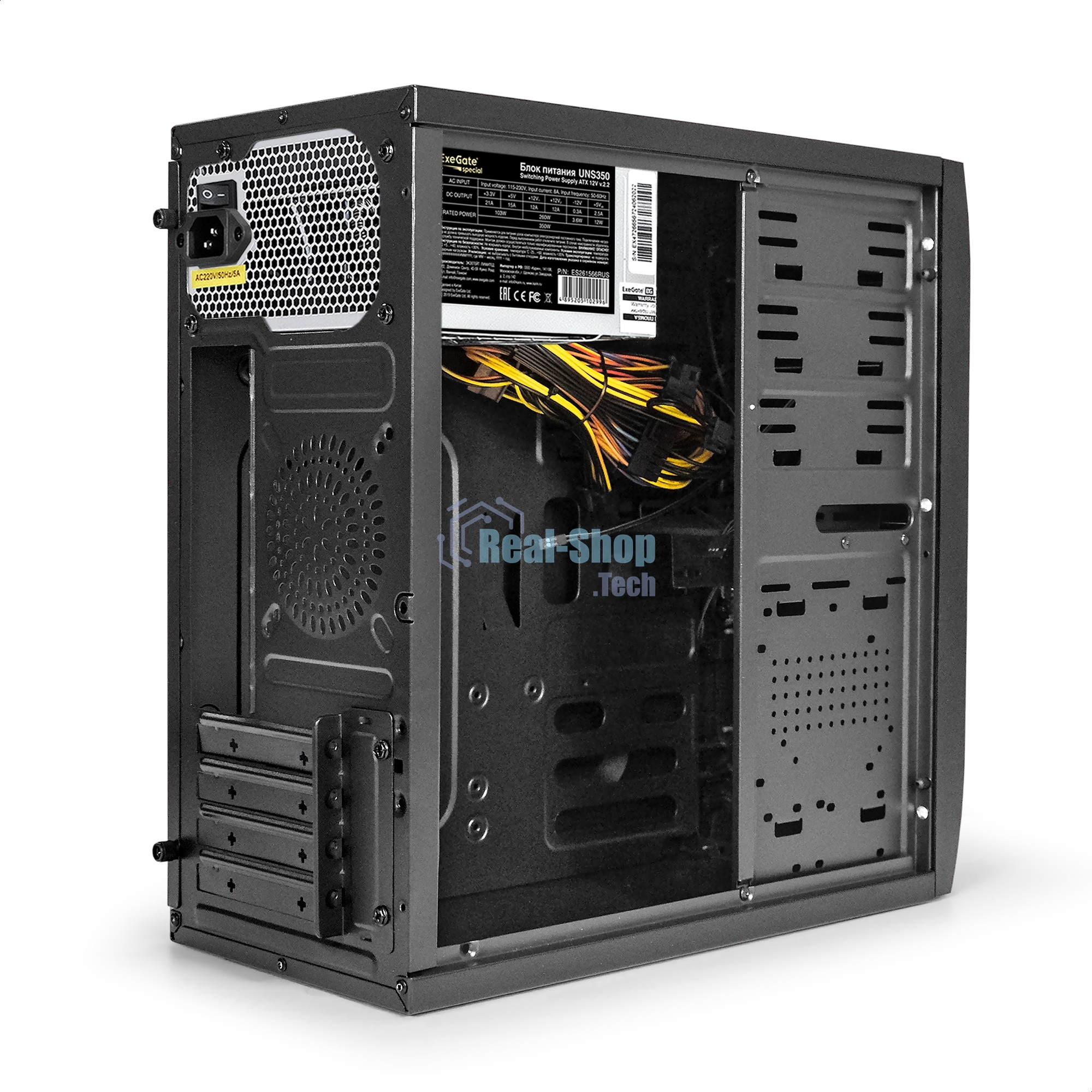Компьютерный корпус Minitower ExeGate QA-412U-UNS350 (mATX, БП UNS350 с вент. 12см, 2хUSB+2хUSB 3.0, аудио, черный)