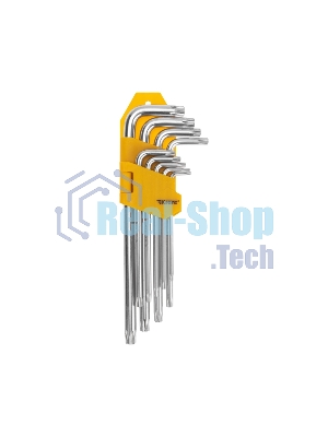 Набор ключей имбусовых Tamper-Torx Kranz 9 шт., ТТ10-ТТ50, закаленные, удлиненные, никель