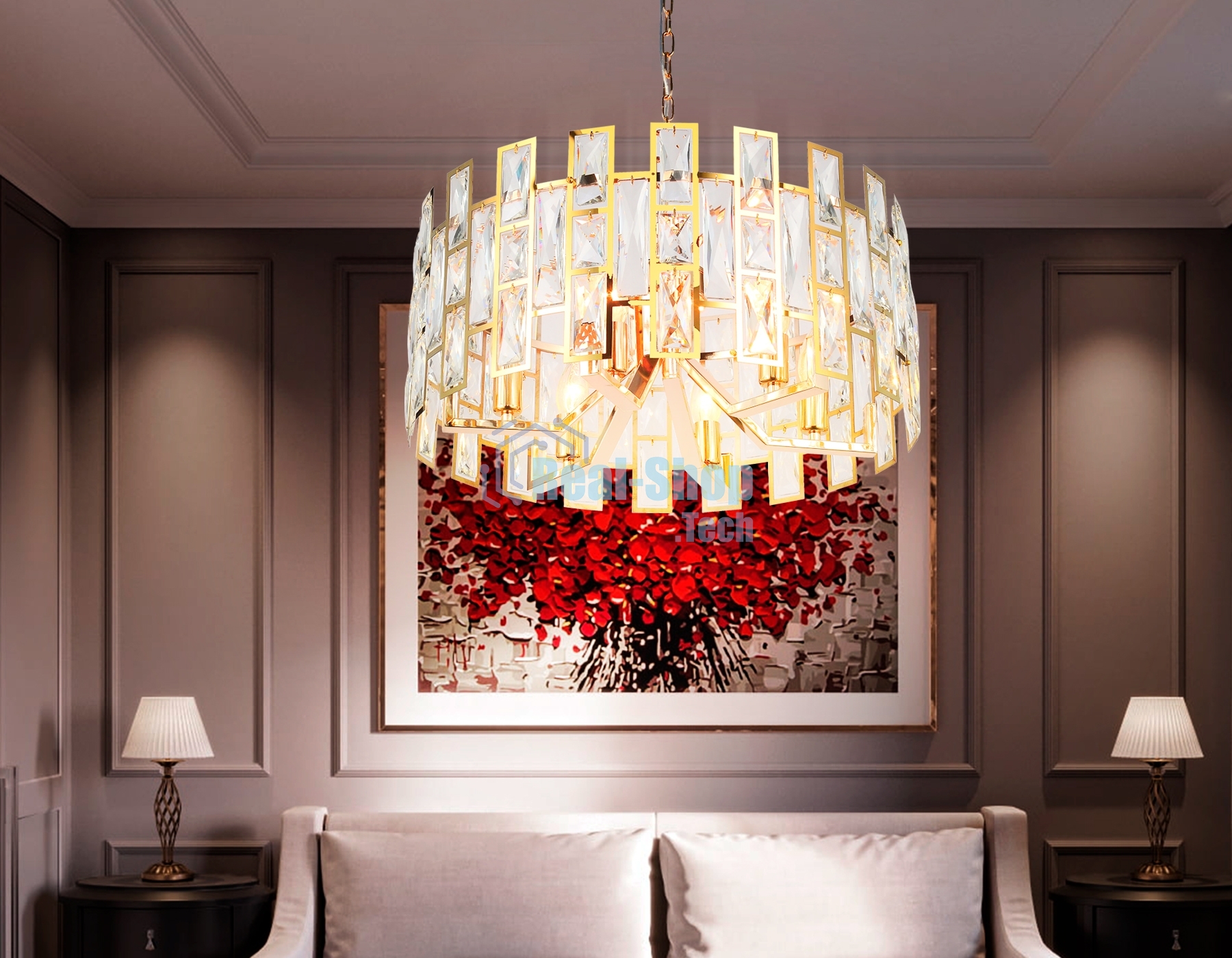 Светильник Ambrella light TR5061/6 GD/CL золото/прозрачный E14/6 max 40W D500*938