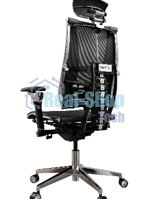 Кресло руководителя эргономичное Метта Yoga Spine Triumph B2 (Черный CC.50.15.13A) Infinity Easy Clean экокожа/сетка с подголов. крестов. алюминий хром