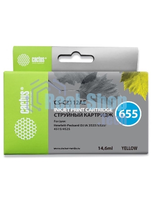 Картридж струйный Cactus CS-CZ112AE №655 желтый (14,6 мл) для HP DJ IA 3525/5525/4515/4525