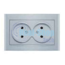 Розетка 2-м СП Бриллиант 16А IP20 без заземл. серебр. Universal 7949766