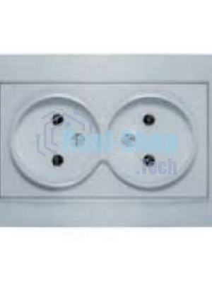 Розетка 2-м СП Бриллиант 16А IP20 без заземл. серебр. Universal 7949766