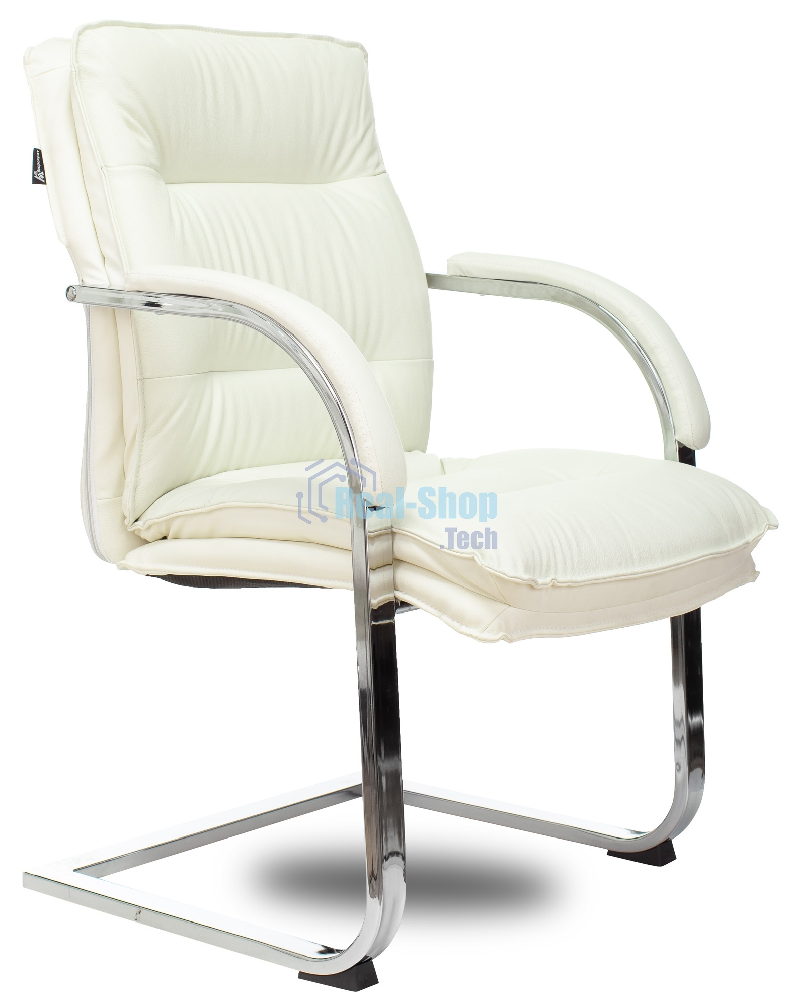 Кресло офисное Бюрократ T-9927SL-LOW-V слоновая кость, кожа, низк.спин. полозья, металл хром