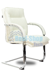 Кресло офисное Бюрократ T-9927SL-LOW-V слоновая кость, кожа, низк.спин. полозья, металл хром