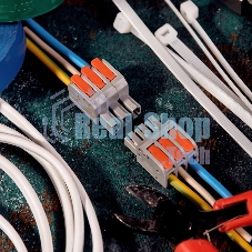 Клемма Rexant СМК 222-423R проходная разъемная 3 полюса серая 0,2-2,5/4мм² (40 шт/уп)