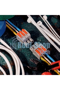 Клемма Rexant СМК 222-423R проходная разъемная 3 полюса серая 0,2-2,5/4мм² (40 шт/уп)