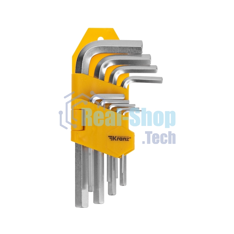 Набор ключей имбусовых HEX Kranz 1,5-10 мм, CrV, 9 шт.