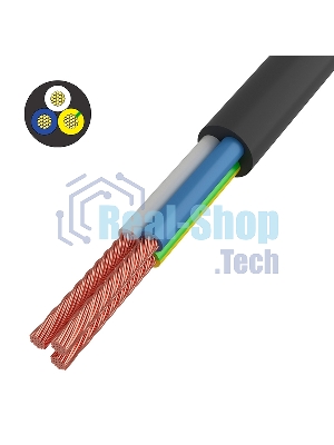 Провод соединительный ПВС Rexant 3x1,5 мм², черный, длина 20 метров, ГОСТ 7399-97