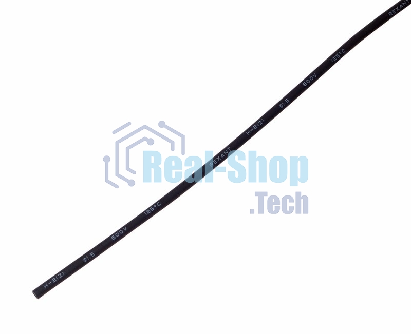 Термоусаживаемая трубка Rexant 1,5/0,75 мм, черная, упаковка 50 шт. по 1 м