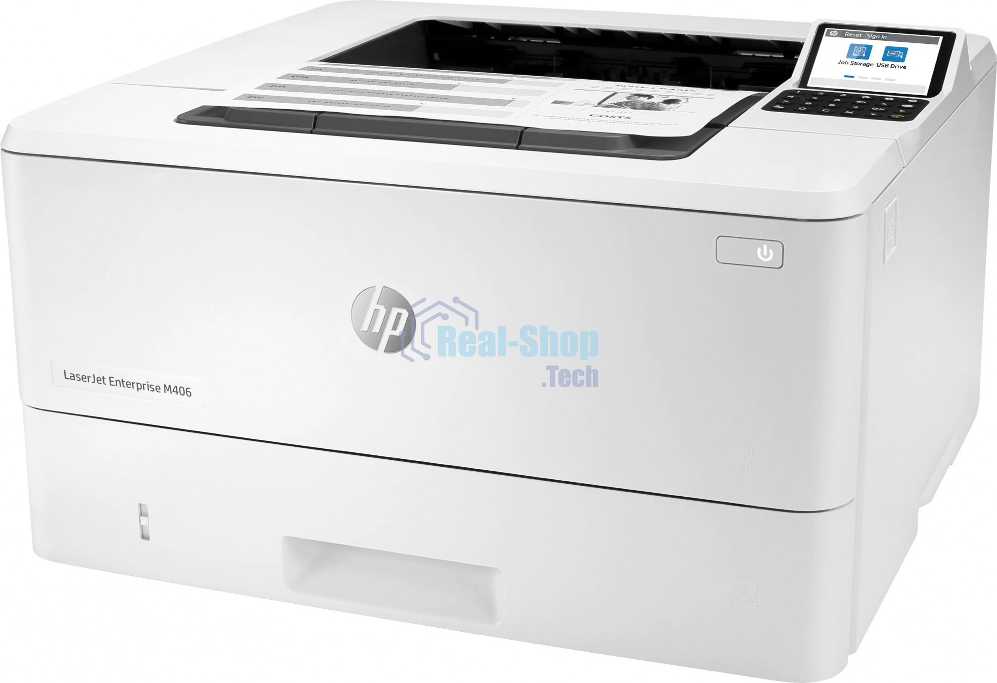 Принтер лазерный HP LaserJet Enterprise M406dn (3PZ15A), A4, ч/б, печ. до 40 стр/мин., 1200 x 1200 dpi, USB, RJ-45, Air Print, Mopria