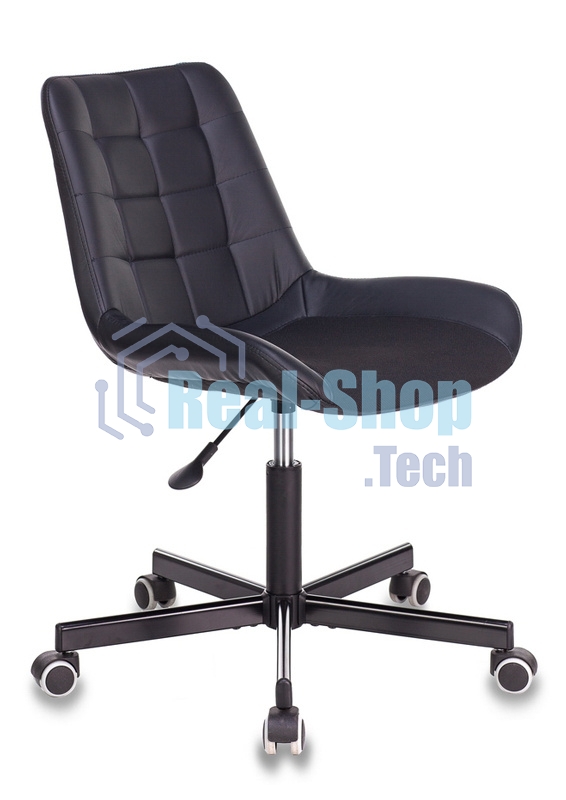 Кресло компьютерное Бюрократ CH-350M/BLACK без подлокотников, черный, искусст.кожа/ткань, крестовина хром
