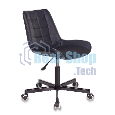 Кресло компьютерное Бюрократ CH-350M/BLACK без подлокотников, черный, искусст.кожа/ткань, крестовина хром