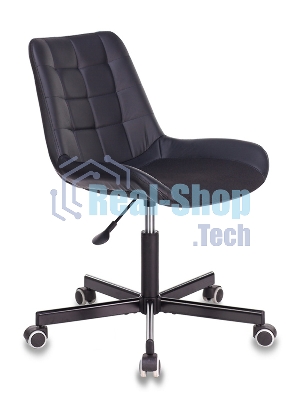 Кресло компьютерное Бюрократ CH-350M/BLACK без подлокотников, черный, искусст.кожа/ткань, крестовина хром