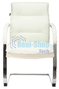 Кресло офисное Бюрократ T-9927SL-LOW-V слоновая кость, кожа, низк.спин. полозья, металл хром