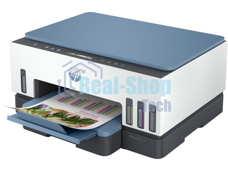 МФУ струйное HP Smart Tank 725 All-in-One (28B51A), A4, цветной, печ. 15 стр/мин. (ч/б) 9 стр/мин. (цвет), 1200x1200 dpi, Bluetooth, USB Type-A, Wi-Fi