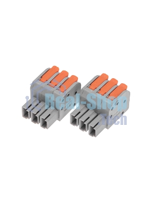 Клемма Rexant СМК 222-423R проходная разъемная 3 полюса серая 0,2-2,5/4мм² (40 шт/уп)