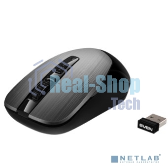 Мышь беспроводная SVEN RX-380W серый металлик, 1600 dpi, радиоканал, USB, кнопки - 4