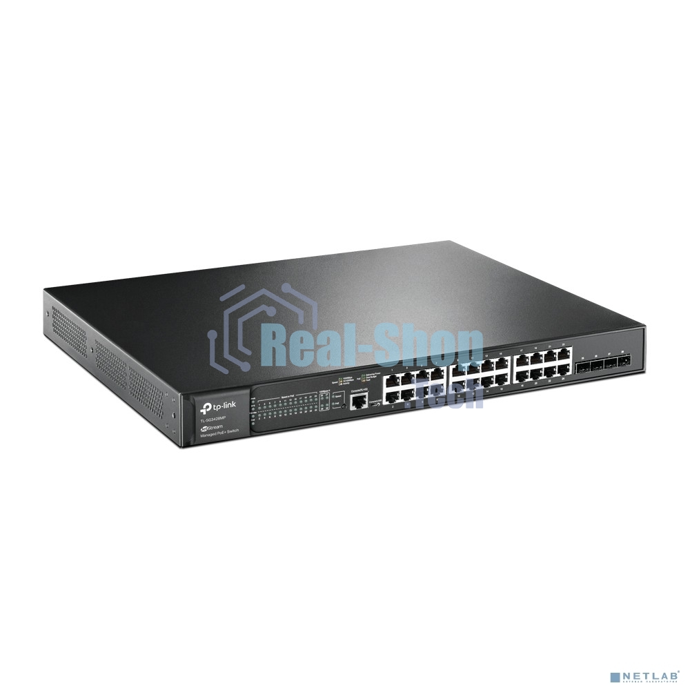 Коммутатор JetStream 28-port Gigabit L2+ Managed Switch with 24-port PoE+, PoE budget up to 384W, support SDN